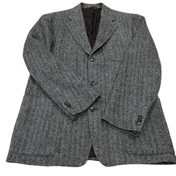 J Crew Men's Wool Herringbone Blazer Jacket, Black, 40L - Picture 2 of 8